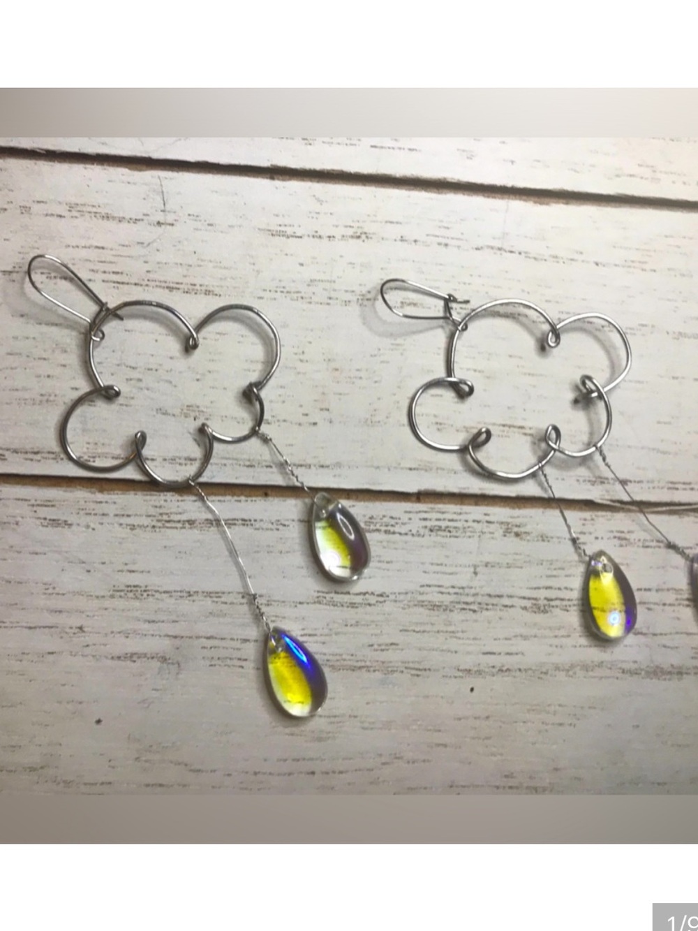 Silver Cloud Earrings with Raindrop Crystals